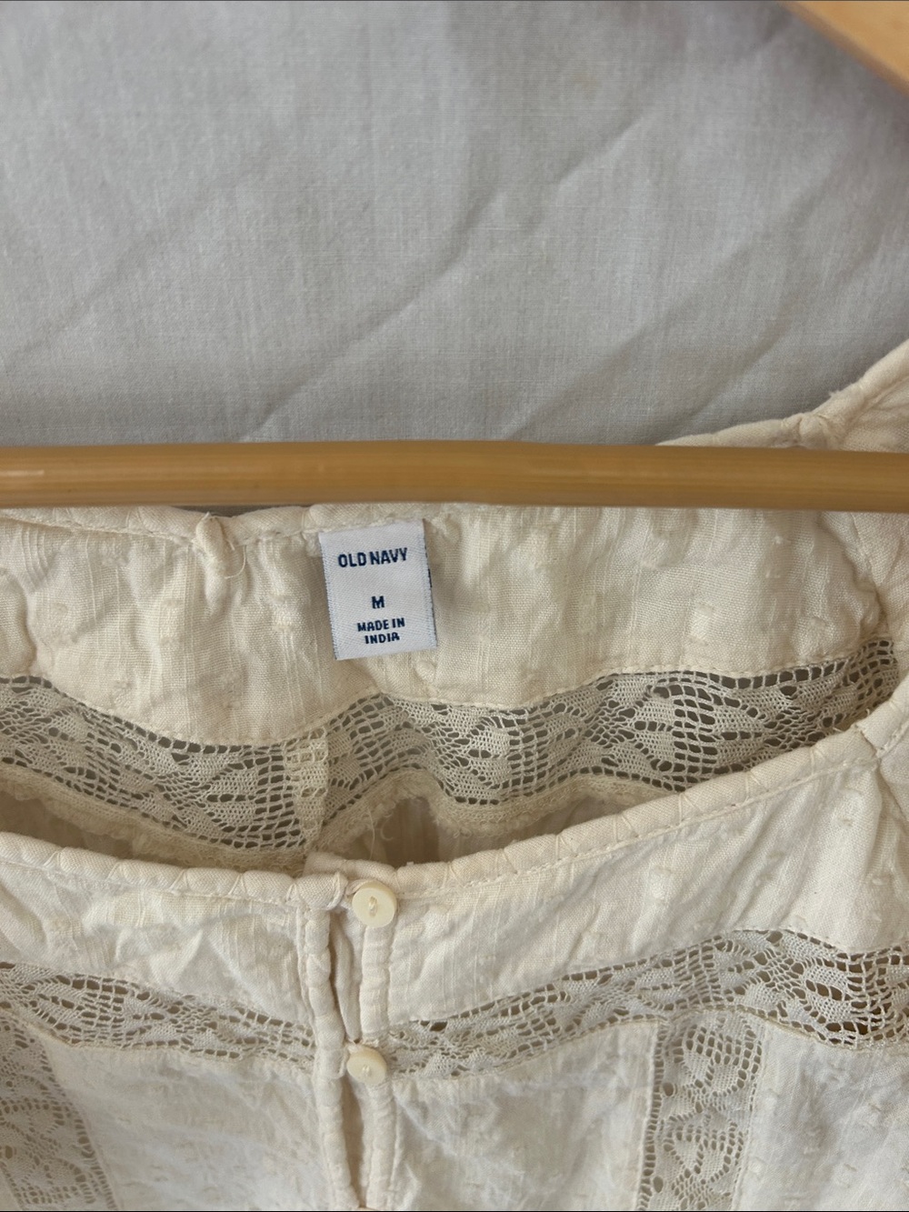 Old Navy Cream Lace-Detail Flutter Sleeve Blouse - Picture 2 of 4